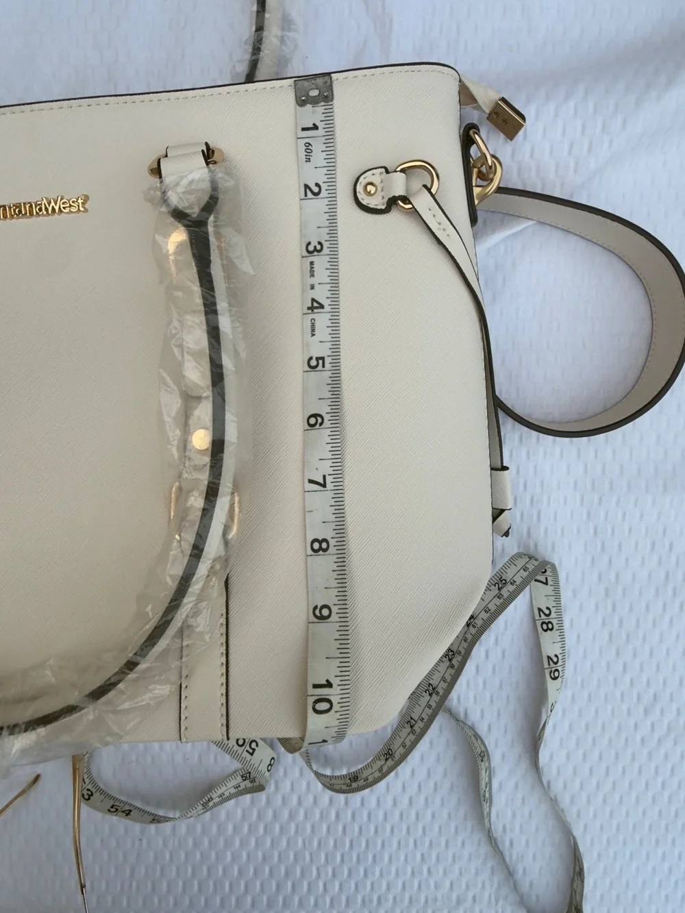 Montana West Cream Satchel with Gold Hardware